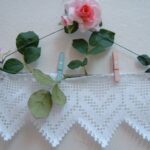 Crochet lace with white cotton hearts-Filet lace border-Border for curtains and tablecloths-cm.50xcm.15-On reservation