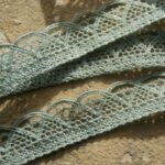 fine lace, wide border petrol, turquoise, taupe, crochet lace, bobbin border 30 mmm