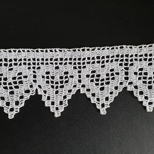 28 (39 or 61) inch white trim, shelf trim,  Crochet lace trim, trim handmade, Hand Crochet Cotton Edging,  towel, pillow, shelf decoration