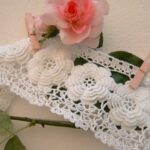 Lace border for crochet curtain with Irish roses-White cotton lace-Romantic lace border-cm.50xcm.10-On reservation