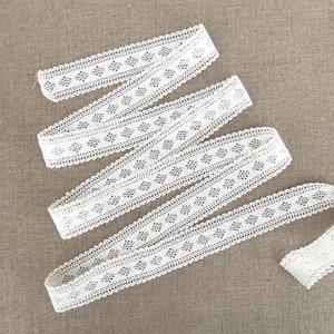 CROCHET LACE BORDER / Swedish / Handmade / Cotton / Lace trim / Lace ribbon / Edging / White