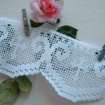 Crochet lace with religious subject-White cotton border to be applied to sacred vestments-cm.50xcm.15-On ordering