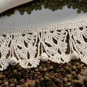Lace edging CROCHET PATTERN, lace border with balls, edging for tablecloth’s, towels, curtains