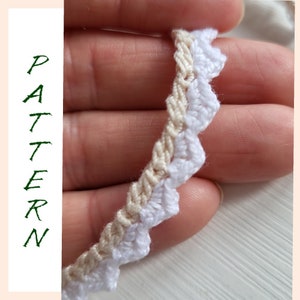 Easy crochet cord pattern. Step by step crochet lace border tutorial, crochet border and finishing pattern. Lace ending thin trim pdf