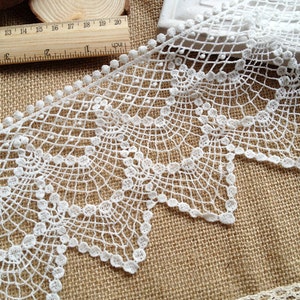 Cotton Lace Trim Vintage Crochet Lace Off White Hollowed Out Lace Trim 4.52 Inches wide 1 Yard