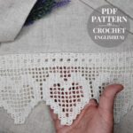 Crochet pattern border for curtains Pattern crochet filet edging with hearts for kitchen towels Detailed tutorial pdf