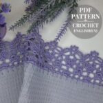 Crochet border pattern lace trim for home decor kitchen. Crochet edging tutorial pdf. Openwork crochet trim for kitchen towel.