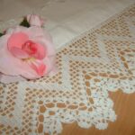 Crochet lace for border with zig zag filet processing-White cotton border-cm.50xcm.12-On reservation