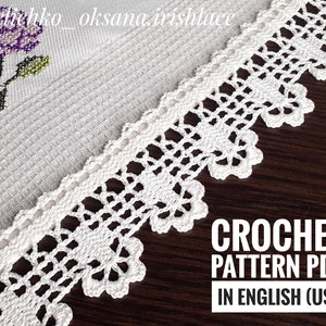 Crochet border pattern lace trim pdf. Border  crochet for decor kitchen towels  Crochet lace edging pattern. Crochet trim tutorial.