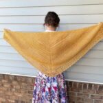 Crochet Shawl Wrap with Lace Border, Gold Yellow, Cotton Merino Wool, Soft & Warm, Bed Prayer Shawl