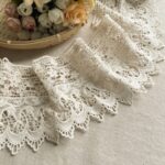 Vintage Style Cotton Lace Trim, Beige Crochet Cotton trim, Scalloped Border Trim For Wedding Garment, DIY crafts, Sewing Supply, By 1 Yard