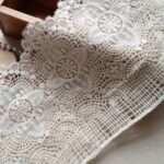 Vintage Beige Cotton Lace Trim, Crocheted Scalloped Lace Trim, Ecru Cotton Lace Trim By The Yard