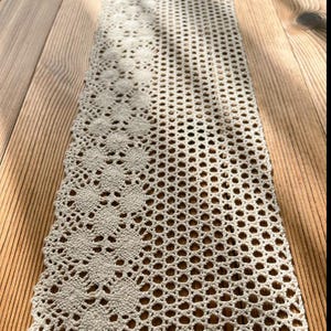 Vintage Cotton Crochet Lace Trim By the Meter/Table Runner Material/Boho Crochet Trim for Farmhouse Decor, Wedding, Tea Party, 17 cm Wide