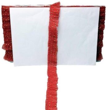 Woven Lace K-254456-Red 25mm Glitter Zari Net Frill For...