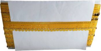 Woven Lace K-255717-Yellow 1 Inch Double Sequins Zari L...