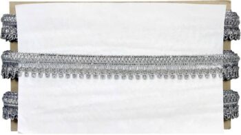 KURLZ K-256010-Silver 1 inch Glitter Zari Tassal Lace f...