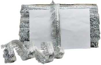 Woven Lace K-355645-Silver 1.5 Inch Sequins Zari Jhalar...