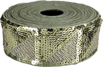 KURLZ K_455637_W-Gold 2 inch Metallic Zari, Sequins Bor...