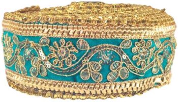 KURLZ K_RQ/5_Rama Green 2.5 inch Velvet-Sequins Embroid...