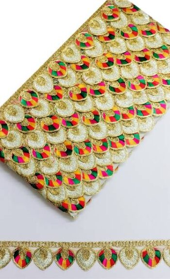 R N Creation Lace Border heart Embroidery Design Multi ...