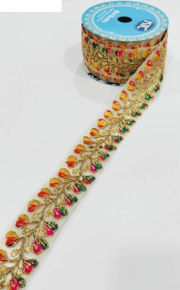 R N Creation Lace Border Versatile Dark Thread And Gold...