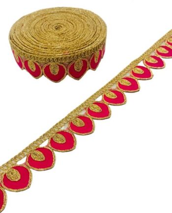 R N Creation Pink and Gold Zari Work Embroidery Sewing ...