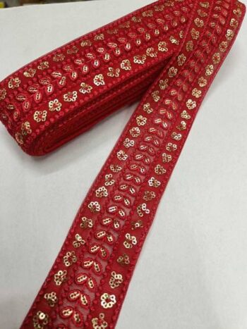 DEEP'S CREATION Red Embroidery Lace Zari Work Lace Trim...
