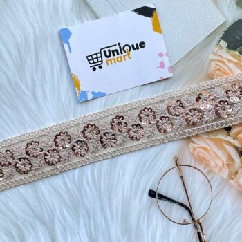 uniquemart Rose Golden Lace Border, Zari Work Lace Desi...
