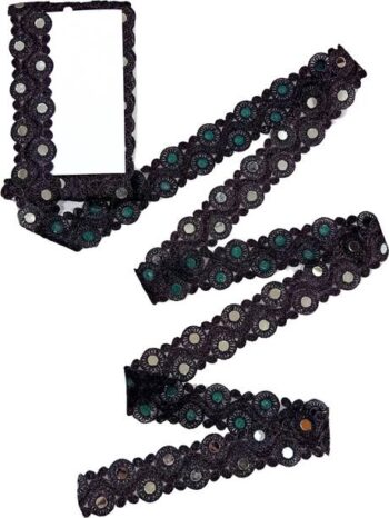 R N Creation 10Mm Mirror Black Color Zari Work Heavy De...