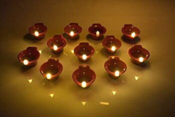 Shop Code Water Sensor Electric LED Brown Diya | Floating Tea Light Diya for Decoration | Ideal for Diwali, Wedding, Family Functions, Pooja | ECO-Friendly Decoration Diya (Pack of 12)