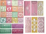 Ready to Draw Rangoli Making Stencils - Plastic Stencils for Floor Decoration (4x4 inches - Set of 16) and (3x7 inches - Set of 10)