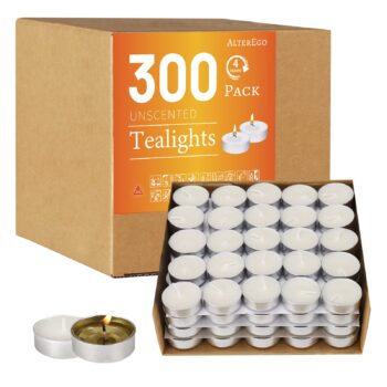 AlterEgo Unscented Tea Lights - 300 Pack Tealight Candles