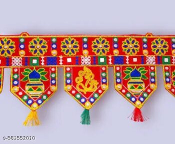 Home Decor Traditional Home Decor Toran With Sider for Home Hangings Decoration and Office Decoration | Shubh Labh Bandhanwar | Multicolor Fabric Toran with Embroidery & Tassels