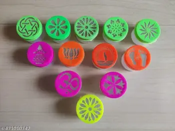 Rangoli Stamp Filler Set of 12 pcs | Rangoli Dabbi| Rangoli Making Kit