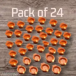 Plastic Water Sensor LED Diyas with Water sensing technology, E-Diya, Warm Orange Yellow Ambient Lights (Pack of 24)